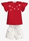 Trick Nick - Conjunto Feminino Blusa com Shorts Bege - variação: Vermelho