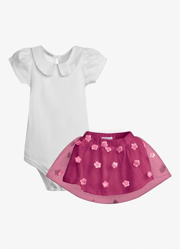 Trick Nick - Conjunto Feminino Body com Saia Branco