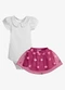 Trick Nick - Conjunto Feminino Body com Saia Rosa - variação: Branco