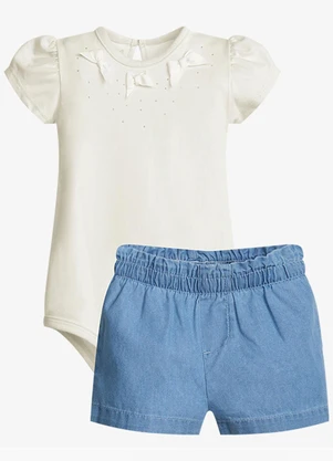 Trick Nick - Conjunto Feminino Body com Shorts Bege - TRICK NICK