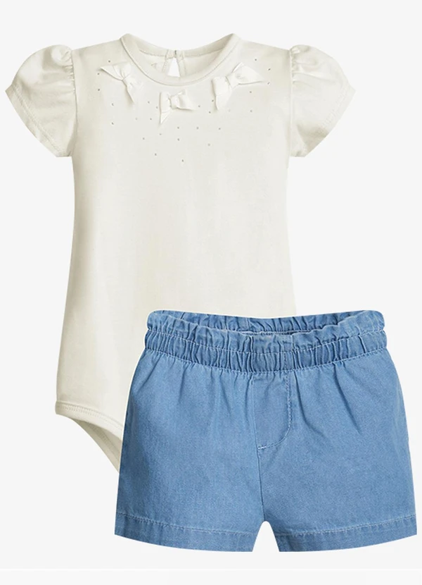 Trick Nick - Conjunto Feminino Body com Shorts Bege