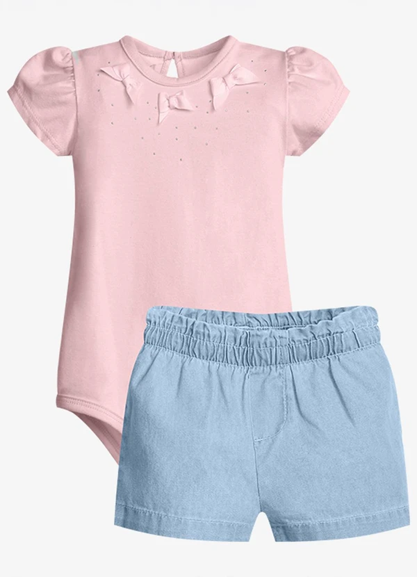 Trick Nick - Conjunto Feminino Body com Shorts Rosa
