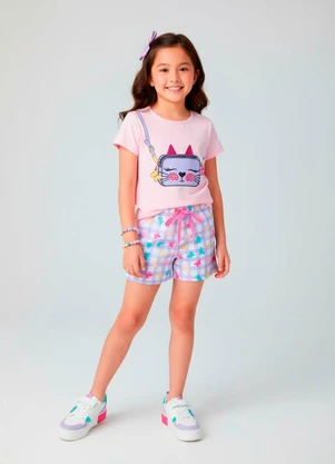 Laluna - Conjunto Feminino Bolsinha Gato Rosa - LALUNA