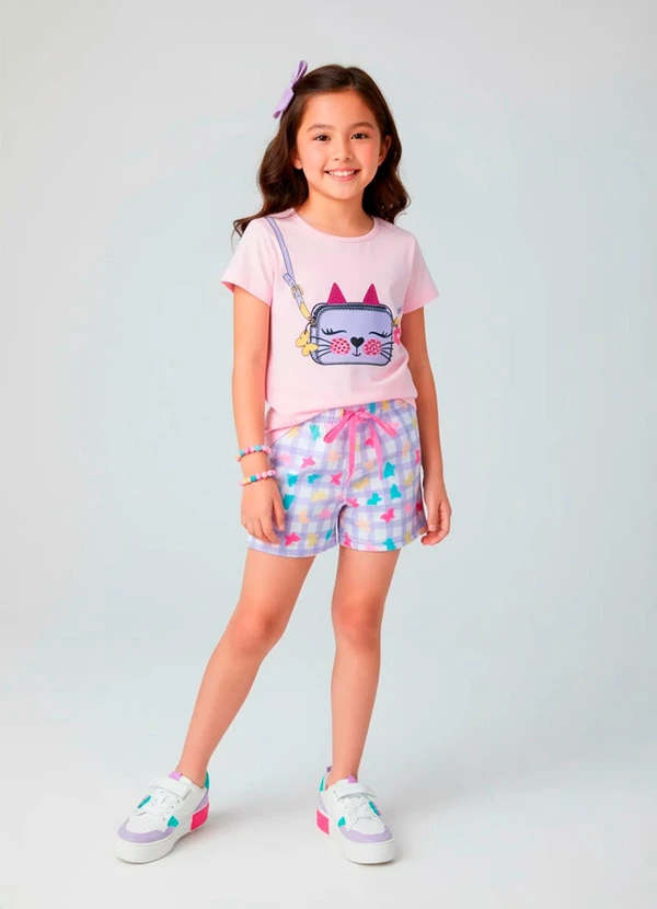 Laluna - Conjunto Feminino Bolsinha Gato Rosa 1