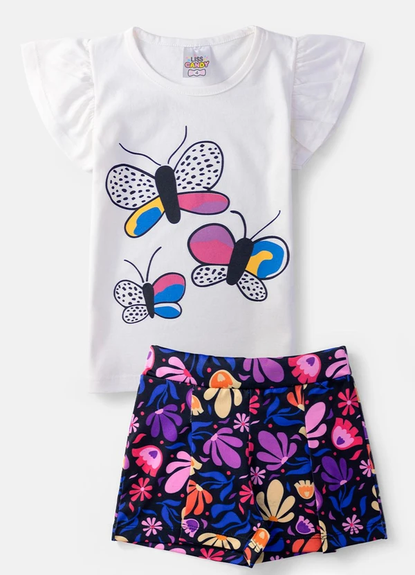 Laluna - Conjunto Feminino Borboletas Creme 2