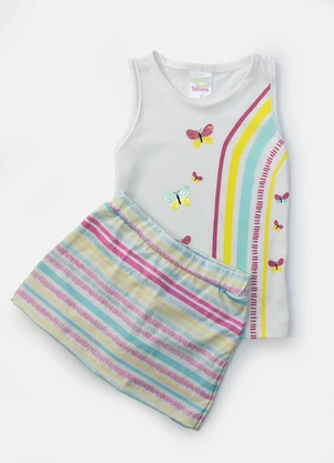 Laluna - Conjunto Feminino Borboletas Creme - LALUNA