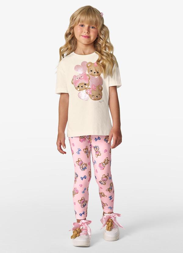 Trick Nick - Conjunto Feminino Camiseta com Legging Bege