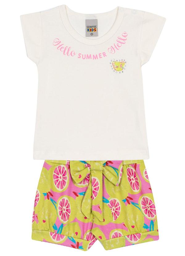 Sempre Kids - Conjunto Feminino Cotton/Cotton Fiado Marfim 2