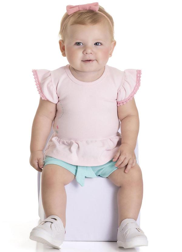 Sempre Kids - Conjunto Feminino Cotton Rosa Bebe