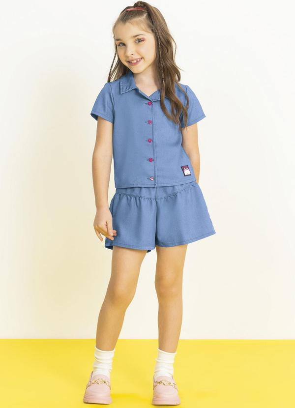 Cativa Kids - Conjunto Feminino em Jeans Leve Azul