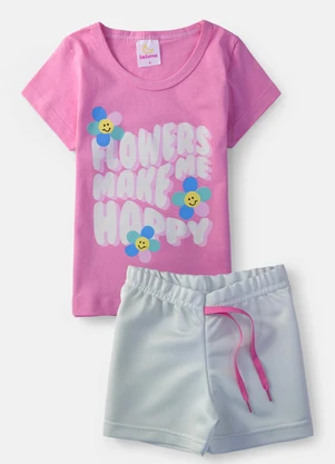 Laluna - Conjunto Feminino Flowers Make Me Rosa - LALUNA
