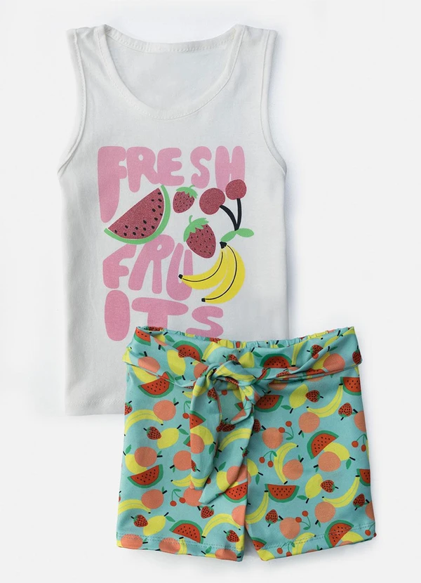 Laluna - Conjunto Feminino Fresh Fruits Creme