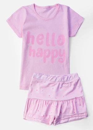 Laluna - Conjunto Feminino Hello Happy FloresRosa Bebê - LALUNA