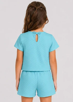 Select - Conjunto Feminino Infantil Blusa e Short Azul - SELECT
