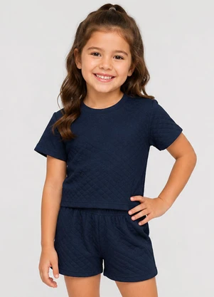 Select - Conjunto Feminino Infantil Blusa e Short Azul - SELECT