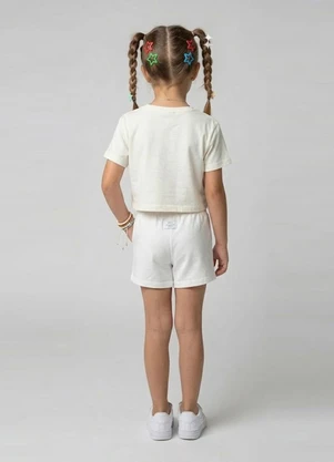 Select - Conjunto Feminino Infantil Blusa e Short Bege - SELECT