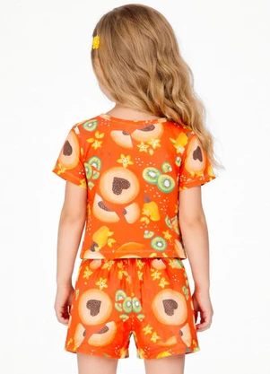 Select - Conjunto Feminino Infantil Blusa e Short Laranja - SELECT