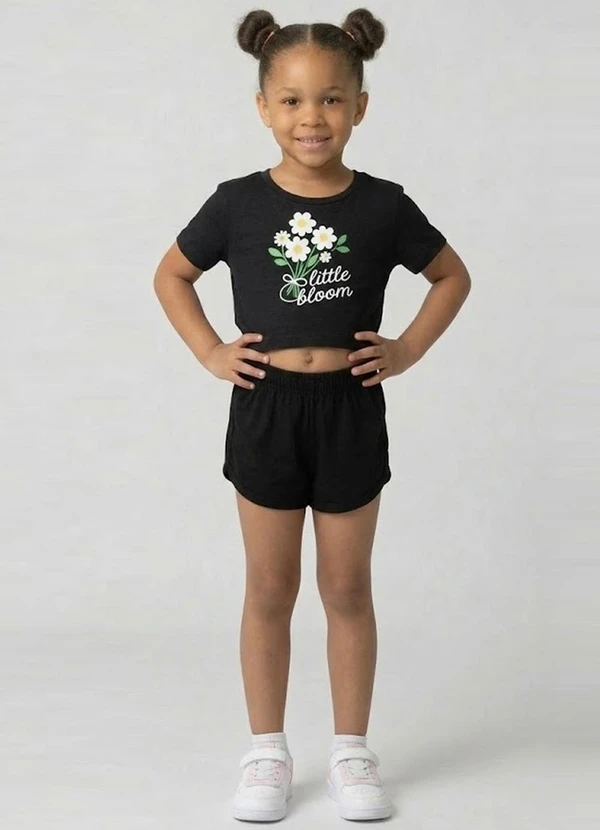Select - Conjunto Feminino Infantil Blusa e Short Preto