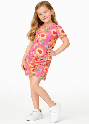 Select - Conjunto Feminino Infantil Blusa e Short Rosa - SELECT