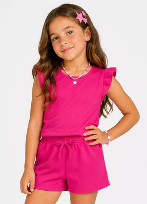 Select - Conjunto Feminino Infantil Blusa e Short Rosa - SELECT