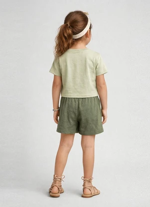 Select - Conjunto Feminino Infantil Blusa e Short Verde - SELECT