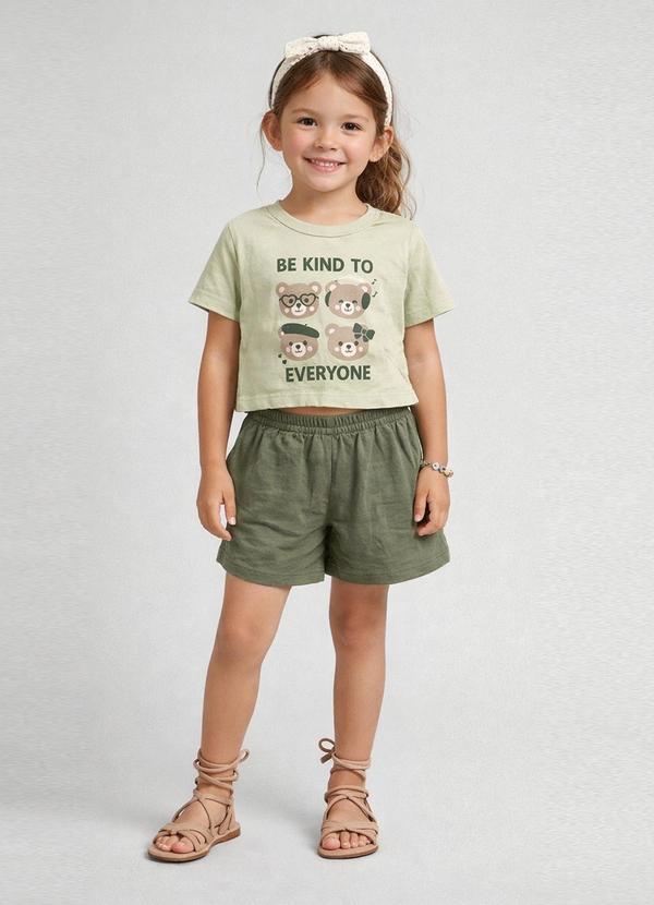 Select - Conjunto Feminino Infantil Blusa e Short Verde