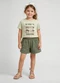 Select - Conjunto Feminino Infantil Blusa e Short Bege - variação: Verde
