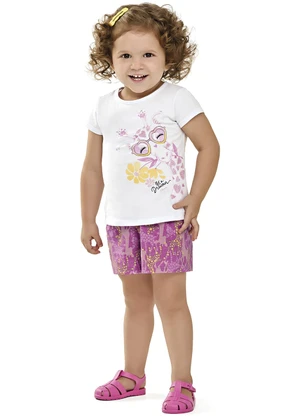 Elian - Conjunto Feminino Infantil Blusa / Shorts Branco - ELIAN