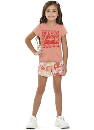 Conjunto Feminino Infantil Blusa / Shorts (Rosa) - undefined