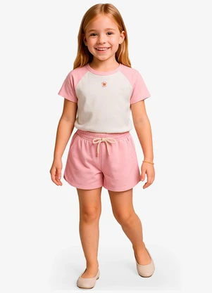 Trick Nick - Conjunto Feminino Infantil Blusa Shorts Rosa - TRICK NICK
