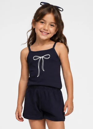 Select - Conjunto Feminino Infantil Regata e Short Azul - SELECT