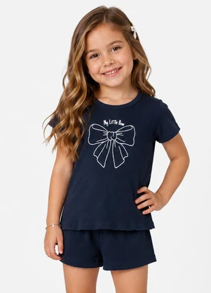Secret Glam - Conjunto Feminino Infantil Regata e Short Azul - SECRET GLAM