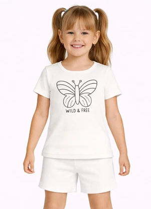Select - Conjunto Feminino Infantil Regata e Short Bege - SELECT