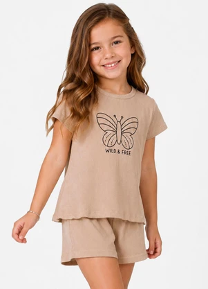 Secret Glam - Conjunto Feminino Infantil Regata e Short Marrom - SECRET GLAM
