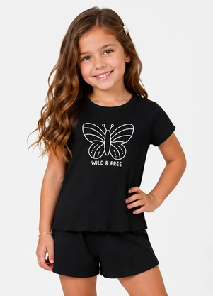 Select - Conjunto Feminino Infantil Regata e Short Preto - SELECT