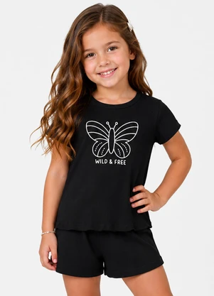 Secret Glam - Conjunto Feminino Infantil Regata e Short Preto - SECRET GLAM