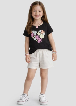Select - Conjunto Feminino Infantil Short e Blusa Bege - SELECT