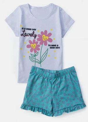 Laluna - Conjunto Feminino Lovely Flores Branco - LALUNA