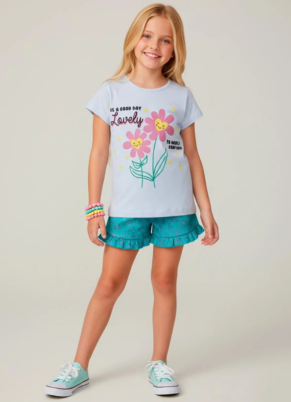 Laluna - Conjunto Feminino Lovely Flores Branco