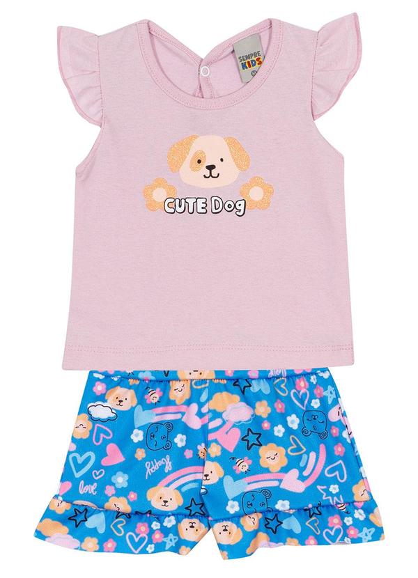 Sempre Kids - Conjunto Feminino Meia Malha Algodão Doce