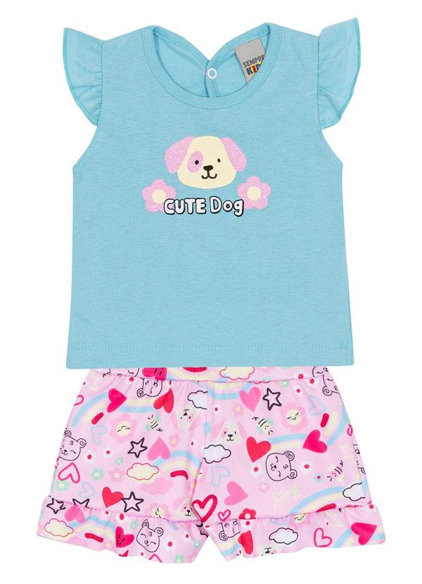Sempre Kids - Conjunto Feminino Meia Malha Blue Bell