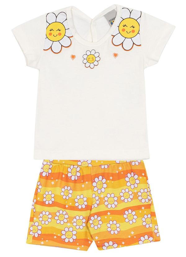 Sempre Kids - Conjunto Feminino Meia Malha/Cotton Marfim 1