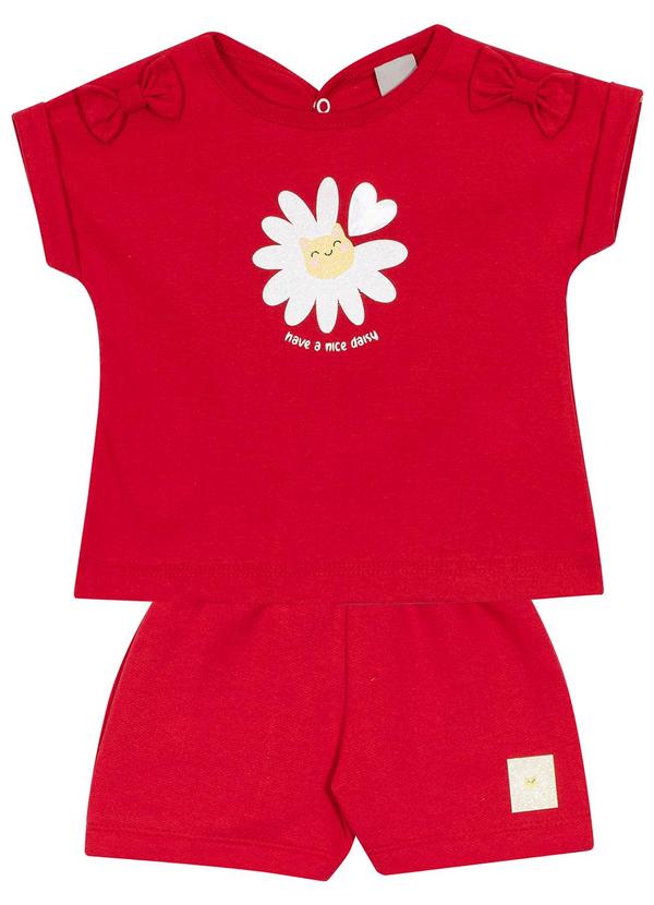 Sempre Kids - Conjunto Feminino Meia Malha/Moletinho Carmim 1