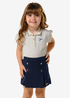 Trick Nick - Conjunto Feminino Polo com Shorts Saia Bege - TRICK NICK