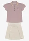 Trick Nick - Conjunto Feminino Polo com Shorts Saia Bege - variação: Rosa