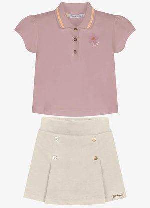 Trick Nick - Conjunto Feminino Polo com Shorts Saia Rosa - TRICK NICK