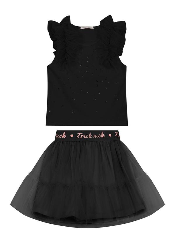 Trick Nick - Conjunto Feminino Regata com Saia Preto