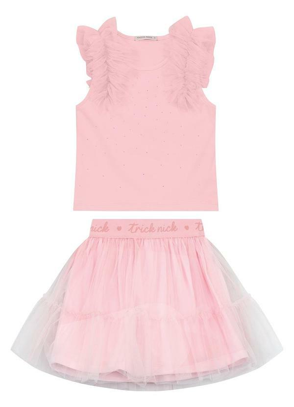 Trick Nick - Conjunto Feminino Regata com Saia Rosa