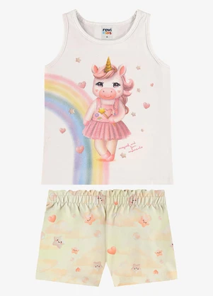 Rovi Kids - Conjunto Feminino Regata com Shorts Bege - ROVI KIDS