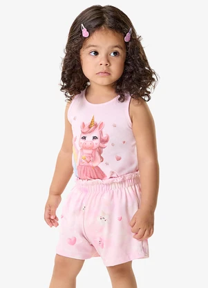 Rovi Kids - Conjunto Feminino Regata com Shorts Rosa - ROVI KIDS